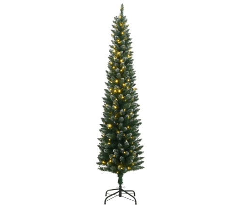 Árbol de Navidad artificial estrecho con 300 LEDs 180 cm