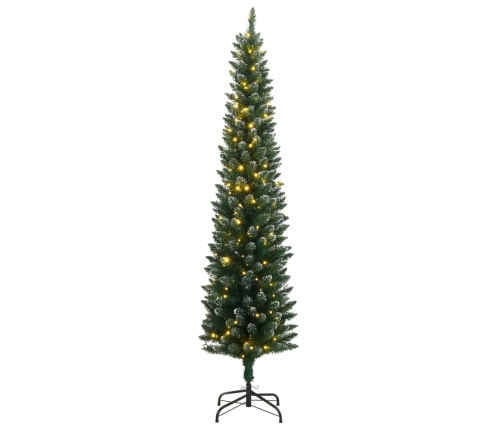 Árbol de Navidad artificial estrecho con 300 LEDs 210 cm