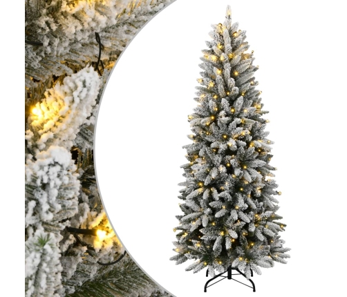 Árbol de Navidad artificial con 150 LEDs y nieve flocada 120 cm