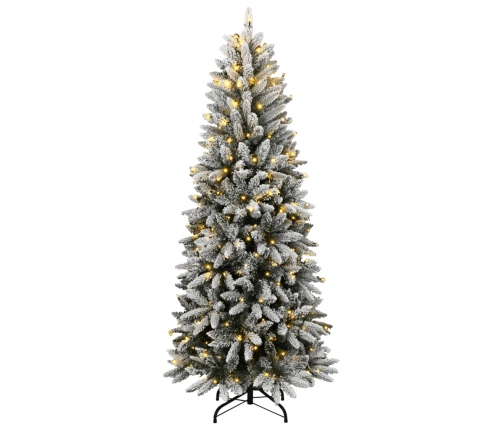 Árbol de Navidad artificial con 150 LEDs y nieve flocada 120 cm