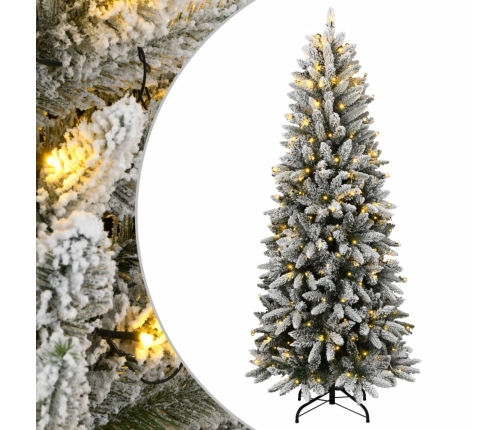 Árbol de Navidad artificial con 300 LED y nieve flocada 180 cm