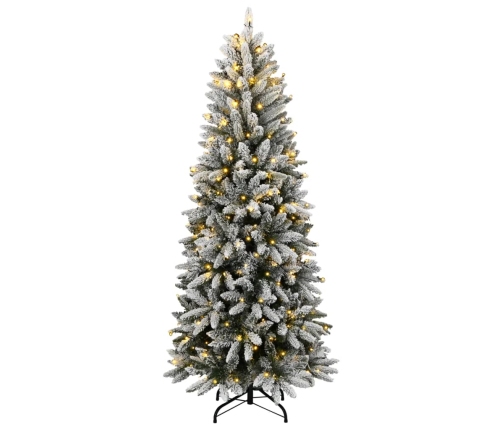 Árbol de Navidad artificial con 300 LED y nieve flocada 180 cm