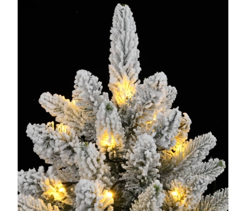 Árbol de Navidad artificial con 300 LEDs y nieve flocada 210 cm