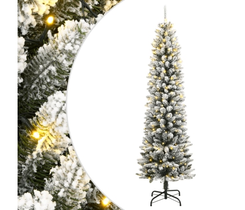 Árbol de Navidad artificial con 150 LEDs y nieve flocada 120 cm