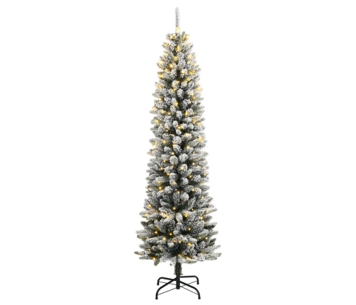 Árbol de Navidad artificial con 150 LEDs y nieve flocada 120 cm