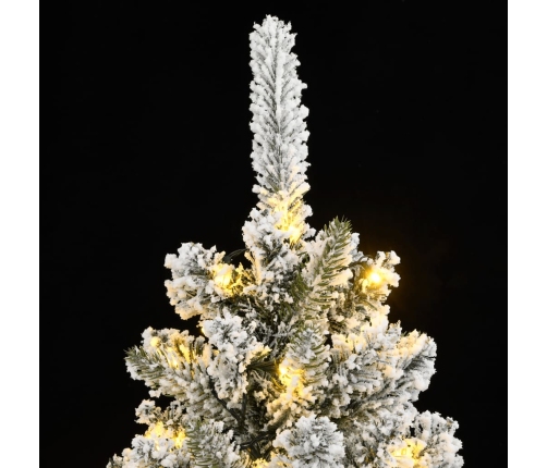 Árbol de Navidad artificial con 150 LEDs y nieve flocada 120 cm