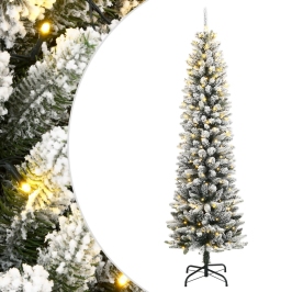 Árbol de Navidad artificial con 150 LEDs y nieve flocada 150 cm