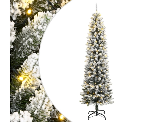 Árbol de Navidad artificial con 150 LEDs y nieve flocada 150 cm