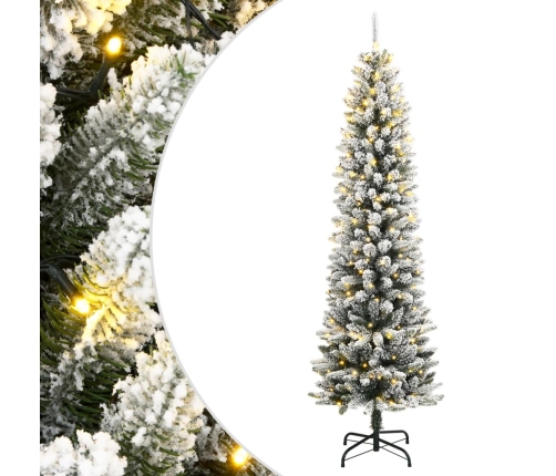 Árbol de Navidad artificial con 300 LED y nieve flocada 180 cm