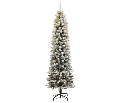 Árbol de Navidad artificial con 300 LED y nieve flocada 180 cm