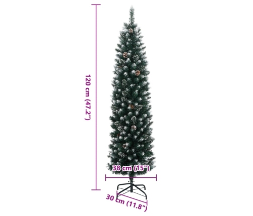 Árbol de Navidad artificial estrecho 150 LEDs 120 cm