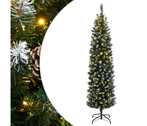 Árbol de Navidad artificial estrecho con 300 LEDs 180 cm