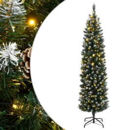 Árbol de Navidad artificial estrecho con 300 LEDs 240 cm