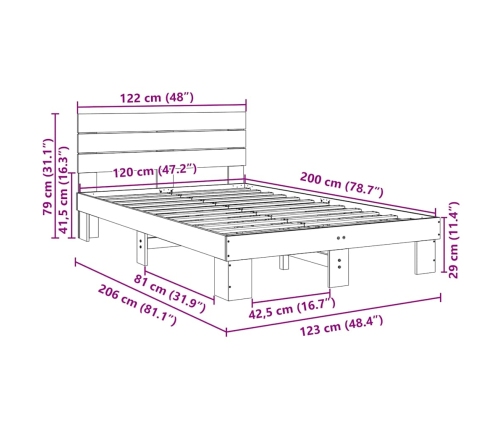 Estructura de cama con cabecero sin colchón 120x200 cm