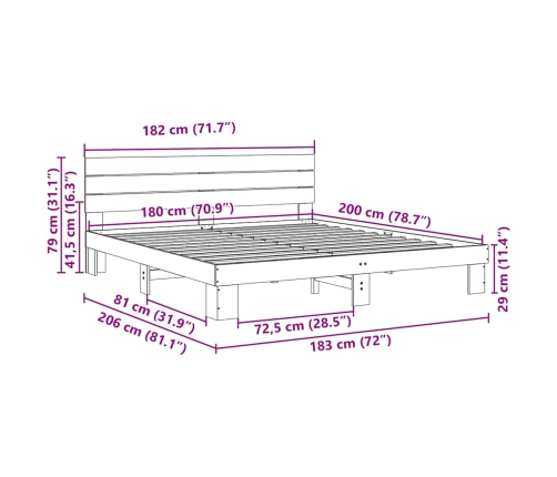 Estructura de cama con cabecero sin colchón 180x200 cm