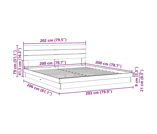 Estructura de cama con cabecero sin colchón 200x200 cm