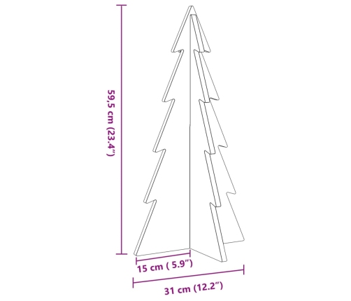 Árbol de Navidad de madera de adorno madera maciza pino 59,5 cm