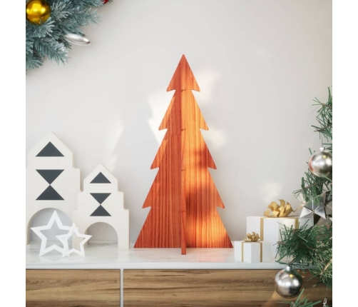 Árbol Navidad de adorno madera maciza pino marrón cera 59,5 cm