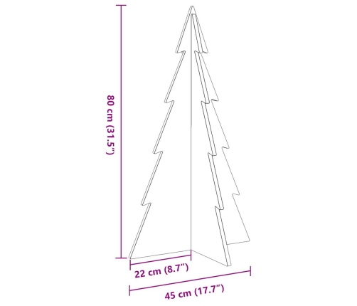 Árbol de Navidad de adorno madera maciza pino marrón cera 80 cm