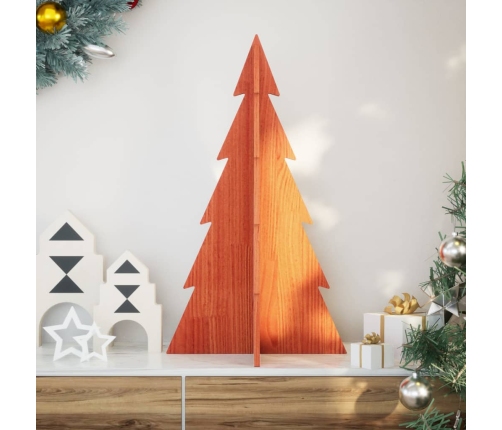 Árbol de Navidad de adorno madera maciza pino marrón cera 80 cm