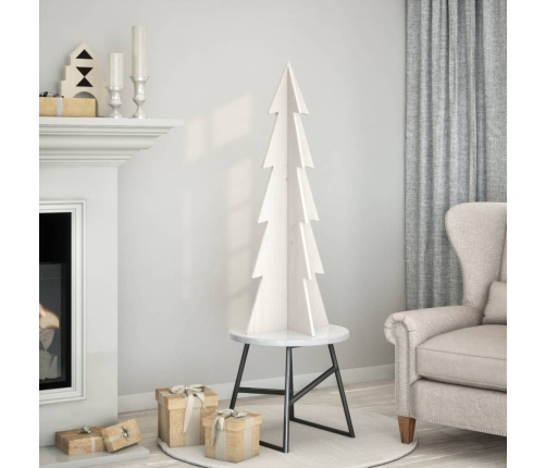 Árbol de Navidad de adorno madera maciza pino blanco 112 cm