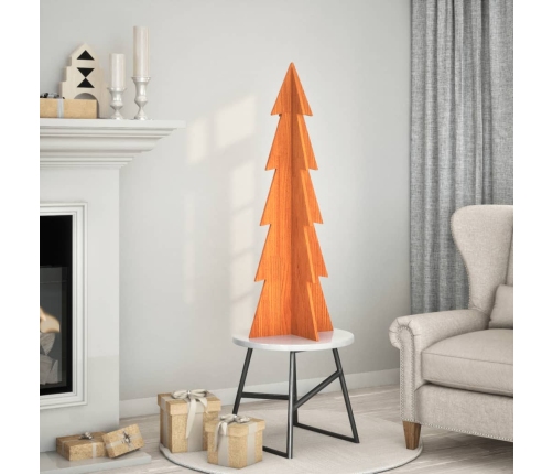 Árbol Navidad de adorno madera maciza pino marrón cera 112 cm