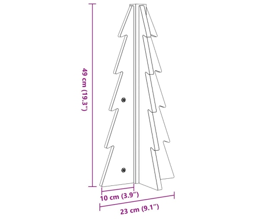 Árbol de Navidad de adorno madera maciza pino blanco 49 cm