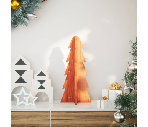 Árbol de Navidad de adorno madera maciza pino marrón cera 49 cm