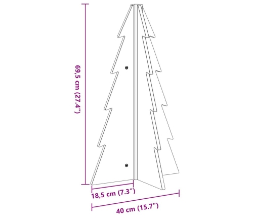 Árbol de Navidad de adorno madera maciza pino blanco 69,5 cm