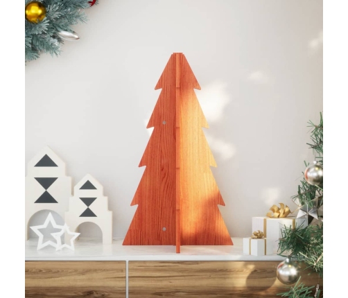 Árbol Navidad de adorno madera maciza pino marrón cera 69,5 cm