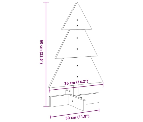 Árbol de Navidad de adorno madera maciza pino blanco 60 cm