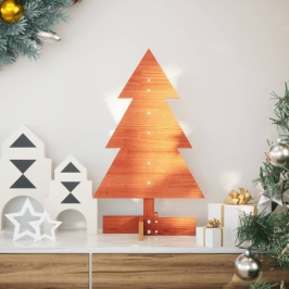 Árbol de Navidad de adorno madera maciza pino marrón cera 60 cm