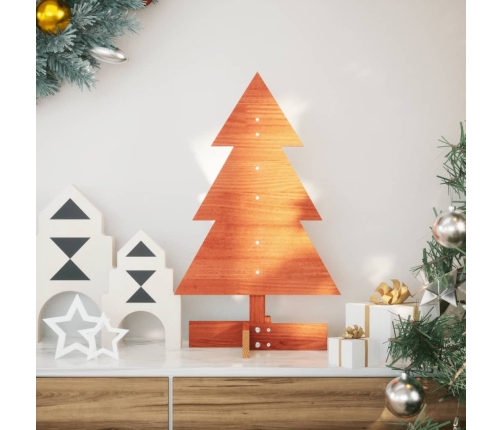 Árbol de Navidad de adorno madera maciza pino marrón cera 60 cm