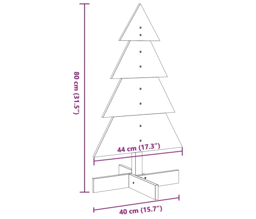 Árbol de Navidad de madera de adorno madera maciza pino 80 cm