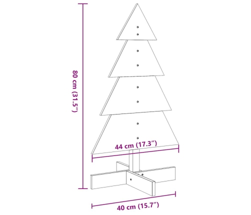 Árbol Navidad de adorno madera maciza pino blanco 80 cm