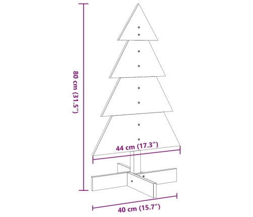 Árbol de Navidad de adorno madera maciza pino marrón cera 80 cm