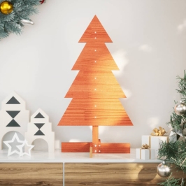 Árbol de Navidad de adorno madera maciza pino marrón cera 80 cm