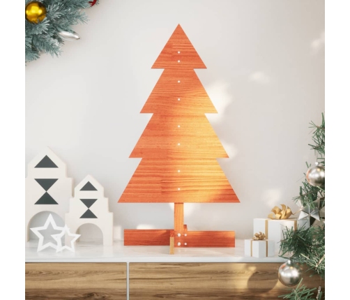 Árbol de Navidad de adorno madera maciza pino marrón cera 80 cm