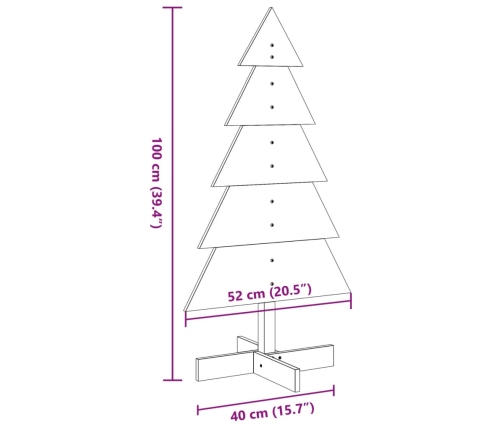 Árbol de Navidad de madera de adorno madera maciza pino 100 cm