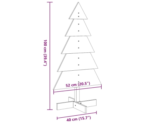 Árbol de Navidad de adorno madera maciza pino blanco 100 cm