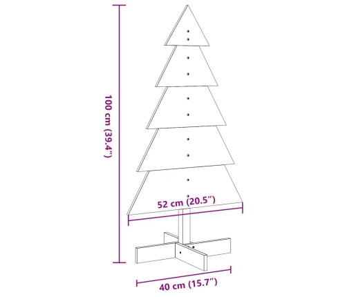 Árbol Navidad de adorno madera maciza pino marrón cera 100 cm