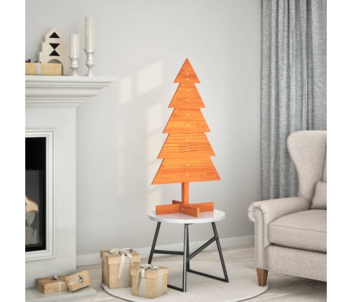 Árbol Navidad de adorno madera maciza pino marrón cera 100 cm