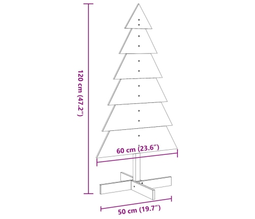 Árbol de Navidad de adorno madera maciza pino blanco 120 cm