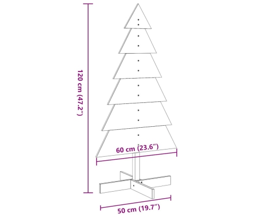 Árbol Navidad de adorno madera maciza pino marrón cera 120 cm