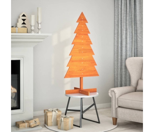 Árbol Navidad de adorno madera maciza pino marrón cera 120 cm