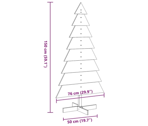 Árbol de Navidad de adorno madera maciza pino blanco 150 cm