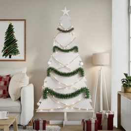 Árbol de Navidad de adorno madera maciza pino blanco 180 cm