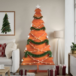 Árbol Navidad de adorno madera maciza pino marrón cera 180 cm