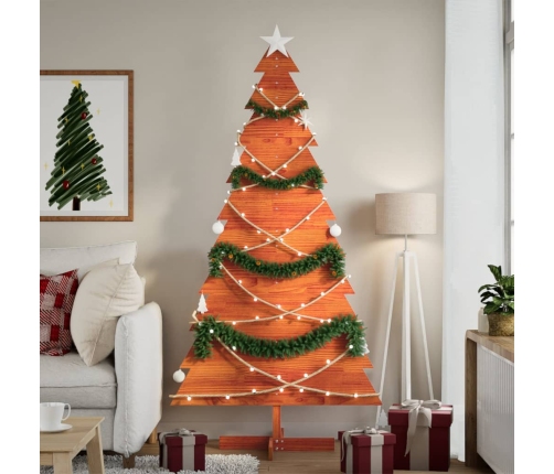 Árbol Navidad de adorno madera maciza pino marrón cera 180 cm