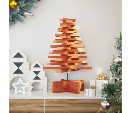 Árbol de Navidad de adorno madera maciza pino marrón cera 60 cm